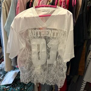 White Sheer Lace Top with Authentic 01 Design